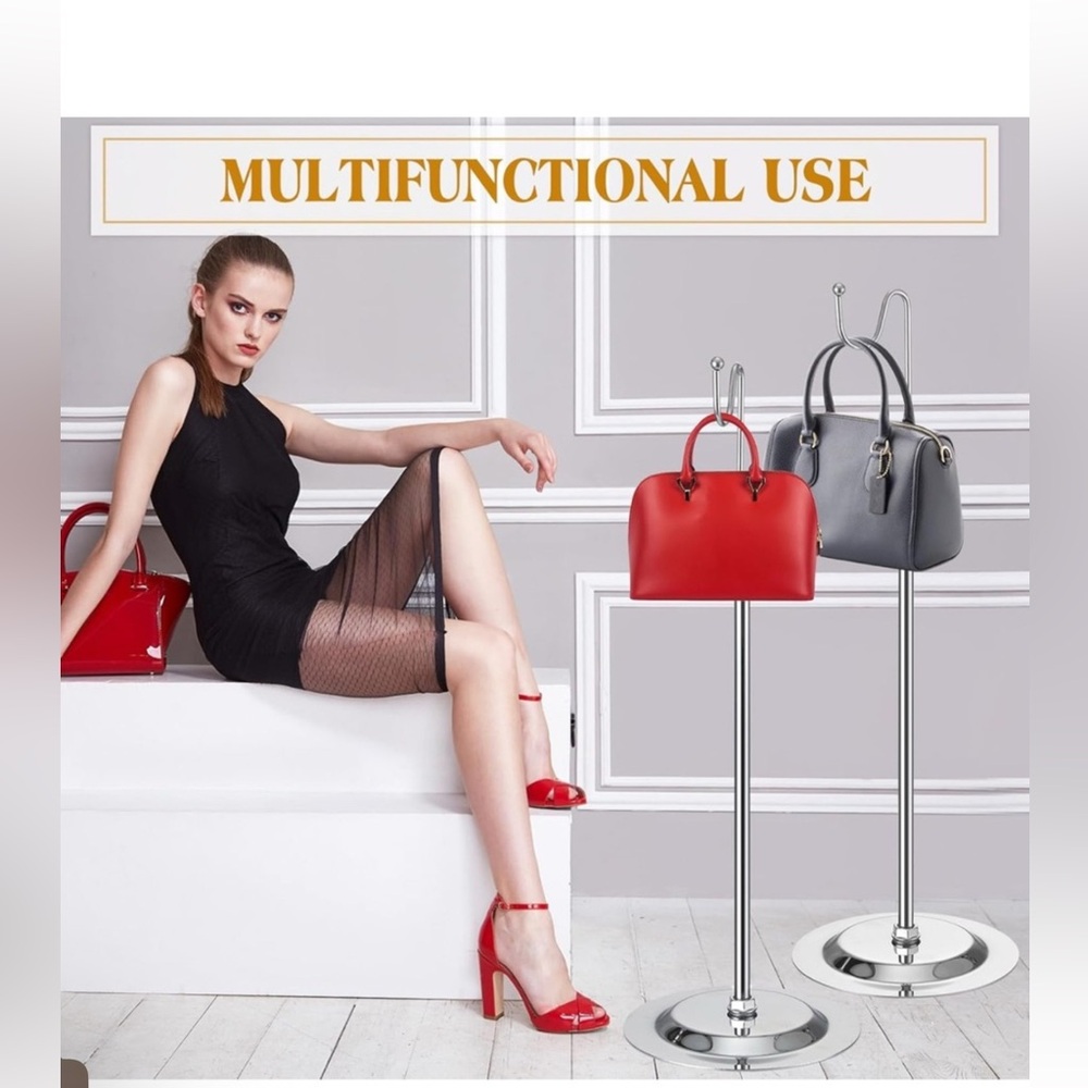Handbag Rack, Stainless Steel purse Display Stand adjustable